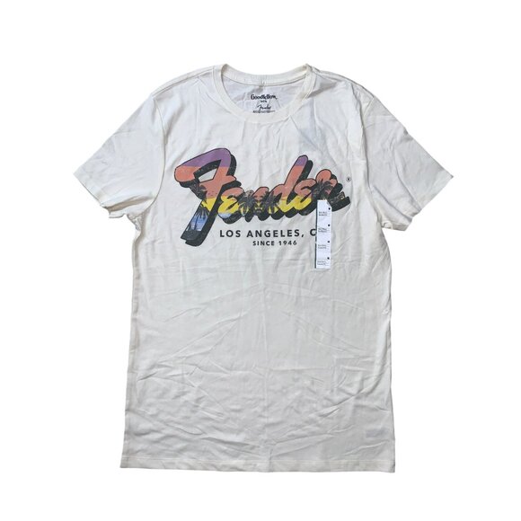 Goodfellow & Co Mens Beige "Fender" Graphic Print T-Shirt Crew Neck Size Medium - Picture 3 of 9